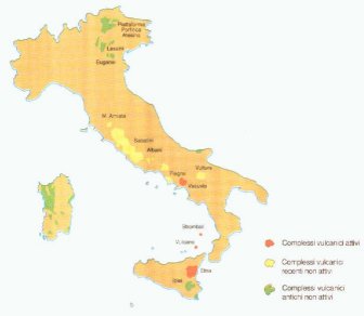 Distribuzione dei vulcani nella penisola italiana